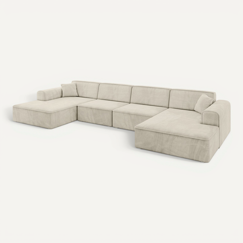 Canapé D'angle Irea-u2-v3 386x165x77  Panoramique En Velours - Beige