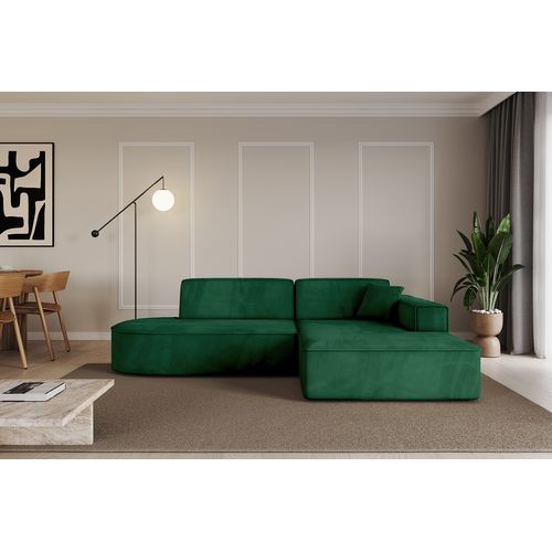 Canapé D'angle Irea-l1-v4 232x165x77  Angle Droit En Velours -  Vert
