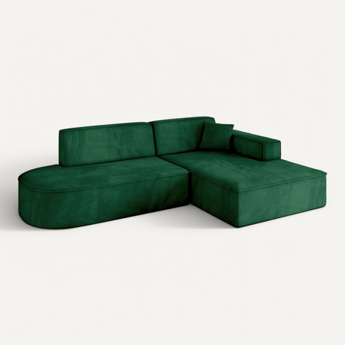 Canapé D'angle Irea-l1-v4 232x165x77  Angle Droit En Velours -  Vert