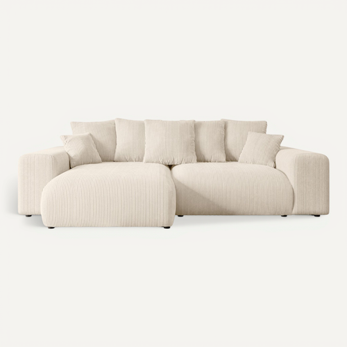 Canapé D'angle Convertible Eskar-l 266x176x84 Angle Gauche En Tissu - Beige Sable