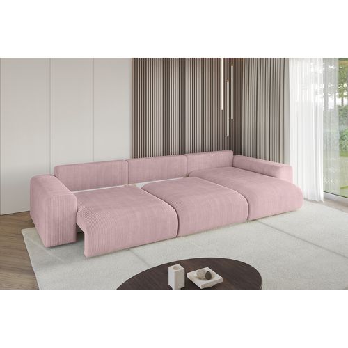 Canapé D'angle Convertible Eskar-l2 364x176x72 Angle Droit En Tissu - Rose