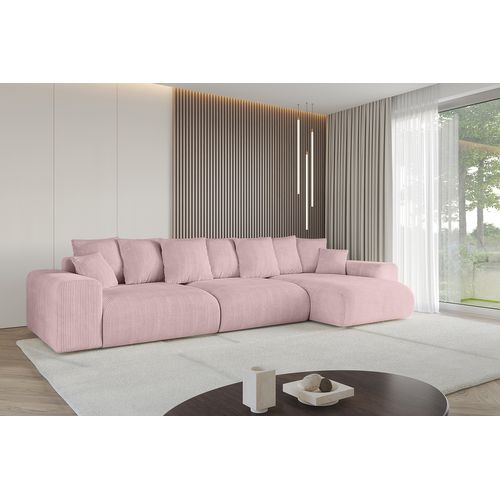 Canapé D'angle Convertible Eskar-l2 364x176x72 Angle Droit En Tissu - Rose