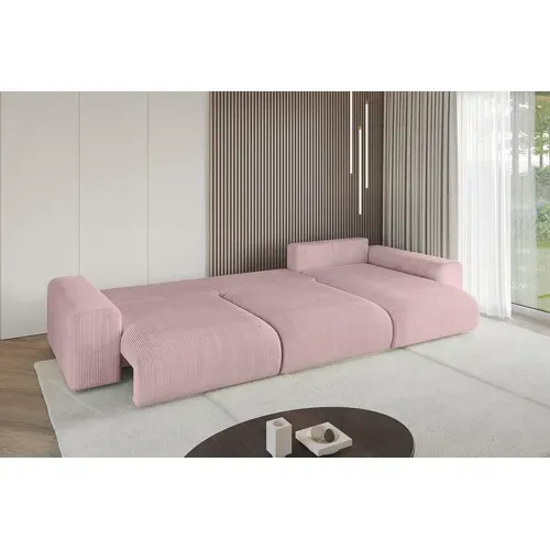 Canapé D'angle Convertible Eskar-l2 364x176x72 Angle Droit En Tissu - Rose