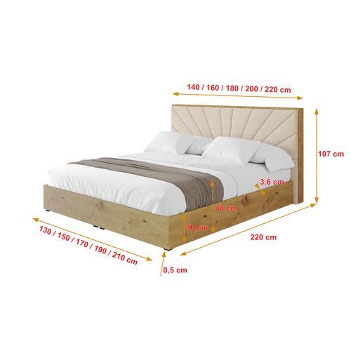 Lit Tapissé Avec Un Coffre De Rangement - Enzo6 140x200 Beige