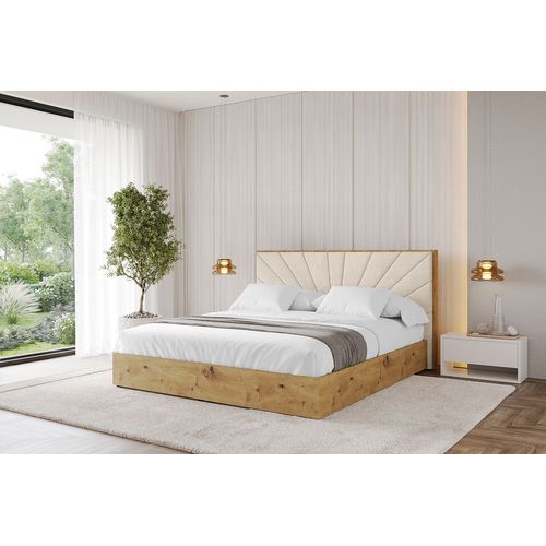 Lit Tapissé Avec Un Coffre De Rangement - Enzo6 140x200 Beige