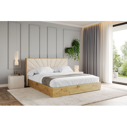 Lit Tapissé Avec Un Coffre De Rangement - Enzo6 140x200 Beige