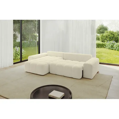 Canapé D'angle Convertible Enil-l 297x189x68  Angle Gauche En Bouclette - Beige
