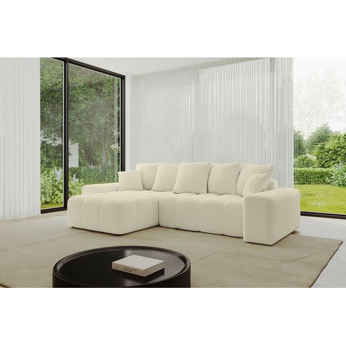 Canapé D'angle Convertible Enil-l 297x189x68  Angle Gauche En Bouclette - Beige