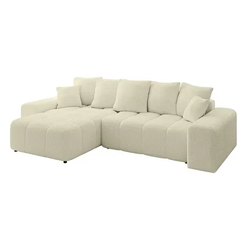 Canapé D'angle Convertible Enil-l 297x189x68  Angle Gauche En Bouclette - Beige