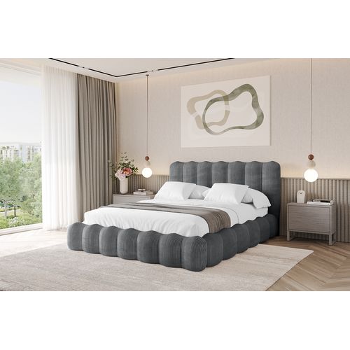 Lit Tapissé Avec Un Coffre De Rangement - Sora 160x200 Cm Gris