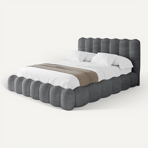 Lit Tapissé Avec Un Coffre De Rangement - Sora 160x200 Cm Gris