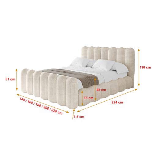 Lit Tapissé Avec Un Coffre De Rangement - Beige Sora-z 120x200