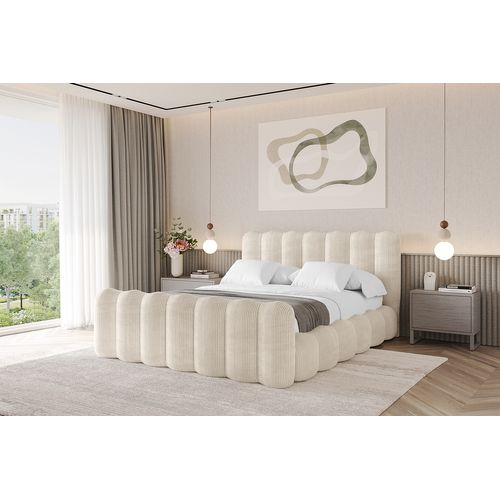Lit Tapissé Avec Un Coffre De Rangement - Beige Sora-z 120x200