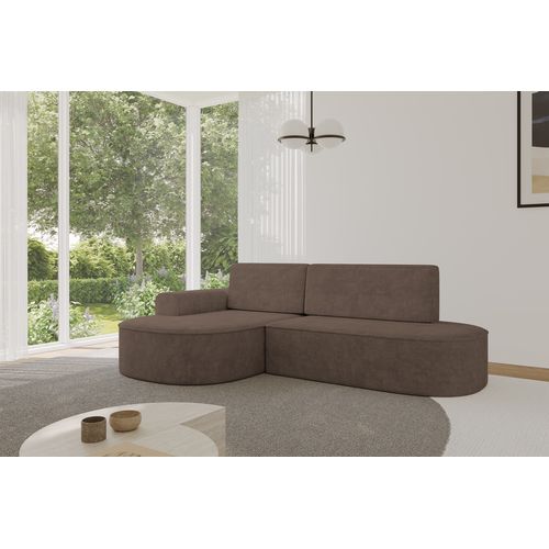 Canapé D’angle Convertible Et Coffre De Rangement, Gauche Mari-l1-s - 283x167x73 Velours Marron