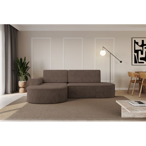 Canapé D’angle Convertible Et Coffre De Rangement, Gauche Mari-l1-s - 283x167x73 Velours Marron