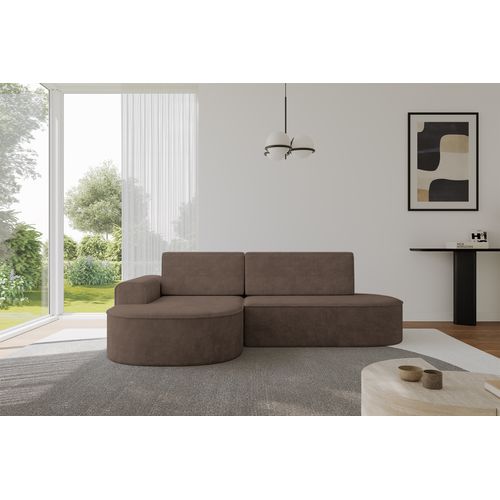 Canapé D’angle Convertible Et Coffre De Rangement, Gauche Mari-l1-s - 283x167x73 Velours Marron