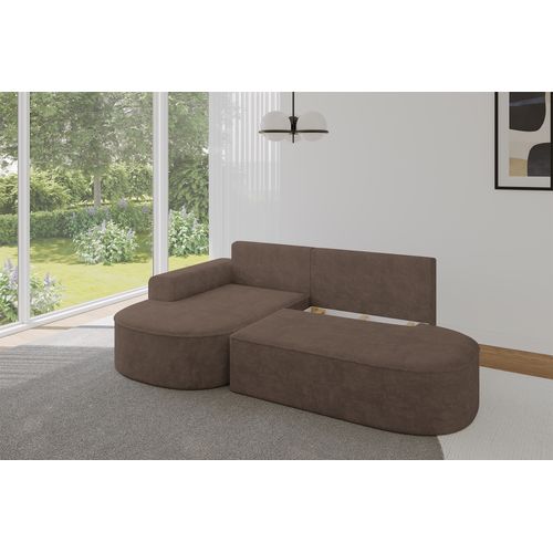 Canapé D’angle Convertible Et Coffre De Rangement, Gauche Mari-l1-s - 283x167x73 Velours Marron