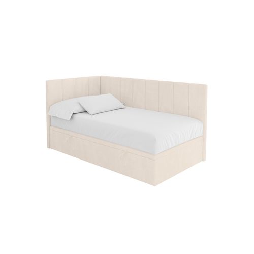 Lit Simple, Coffre De Rangement, Droite - Lovy 100x200 Beige