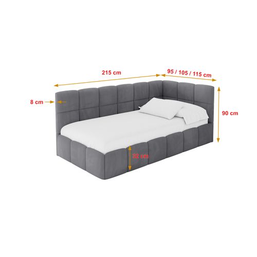 Lit Simple Avec Coffre De Rangement, Gauche-livy 80x200 Cm Gris Foncé