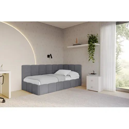 Lit Simple Avec Coffre De Rangement, Gauche-livy 80x200 Cm Gris Foncé