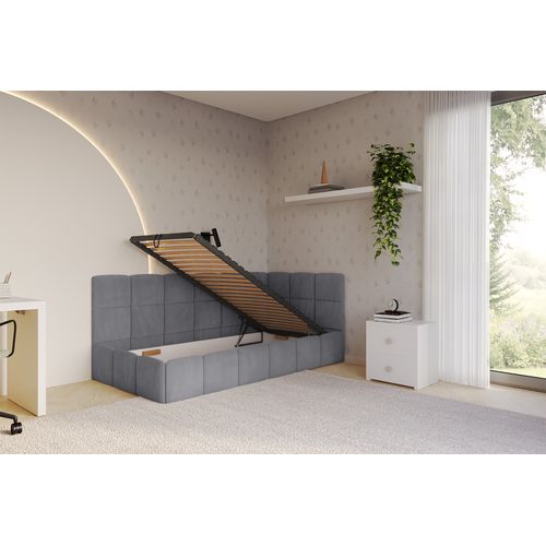 Lit Simple Avec Coffre De Rangement, Gauche-livy 80x200 Cm Gris Foncé