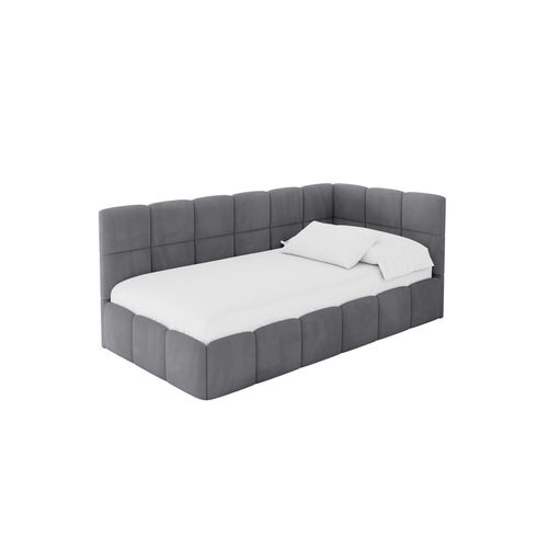 Lit Simple Avec Coffre De Rangement, Gauche-livy 80x200 Cm Gris Foncé