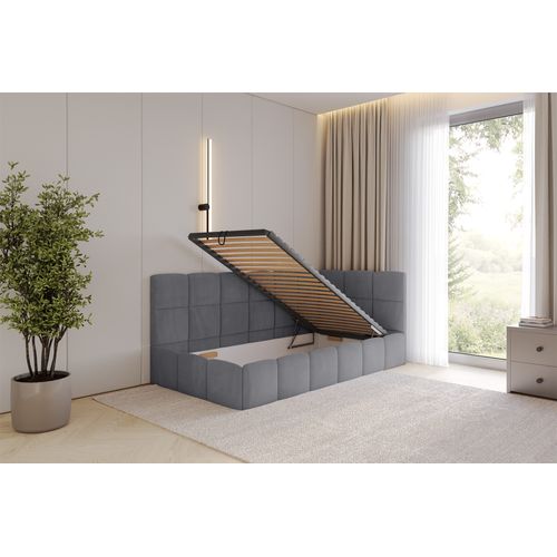 Lit Simple Avec Coffre De Rangement, Gauche-livy 80x200 Cm Gris Foncé