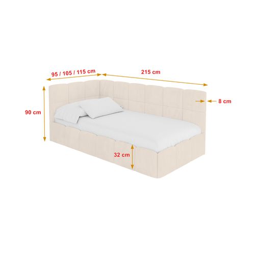 Lit Simple Avec Coffre De Rangement, Droite - Livy 80x200 Beige