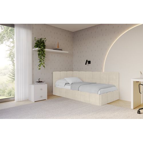 Lit Simple Avec Coffre De Rangement, Droite - Livy 80x200 Beige