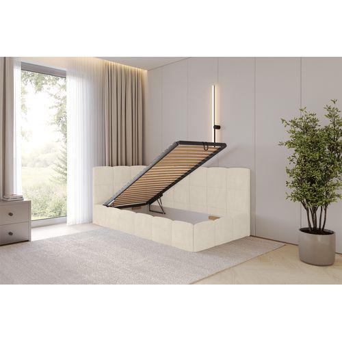 Lit Simple Avec Coffre De Rangement, Droite - Livy 80x200 Beige