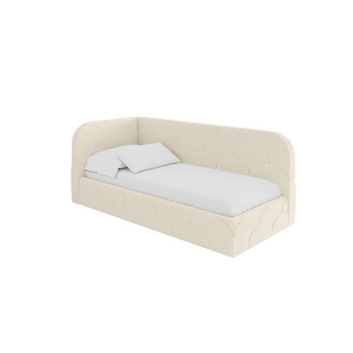 Lit Adolescent Droit Avec Rangement Elry 90x200cm Beige En Bouclé