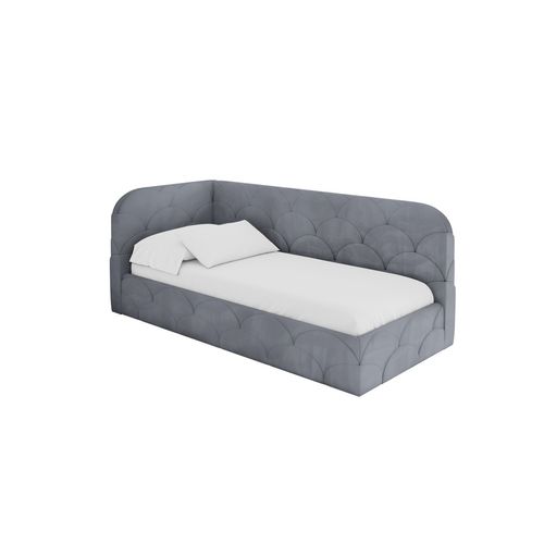 Lit Adolescent Droit Avec Matelas Et Rangement Elry 100x200cm Gris En Velours