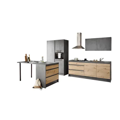 Ensemble cuisine TROJA chêne et gris anthracite