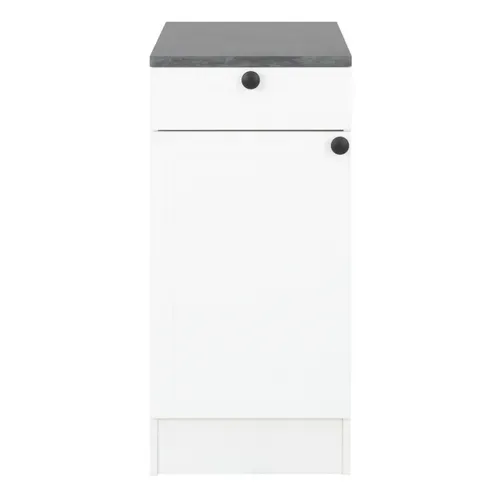 Bas 40 cm 1porte 1 tiroir ELSA blanc vue de face
