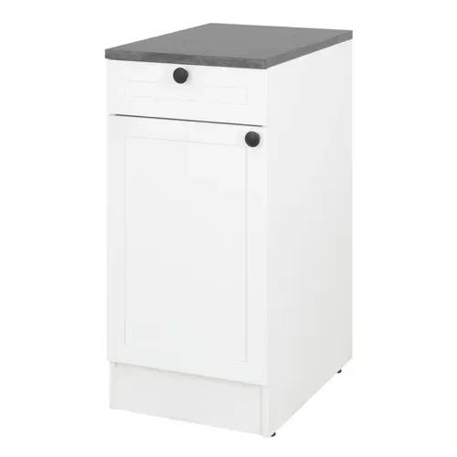 Bas 40 cm 1porte 1 tiroir ELSA blanc vue de profil