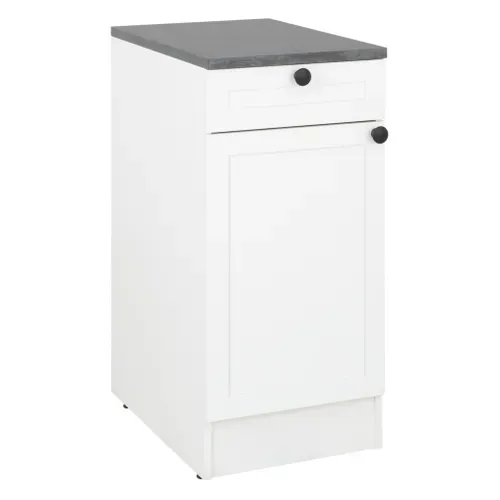 Bas 40 cm 1porte 1 tiroir ELSA blanc vue 3/4