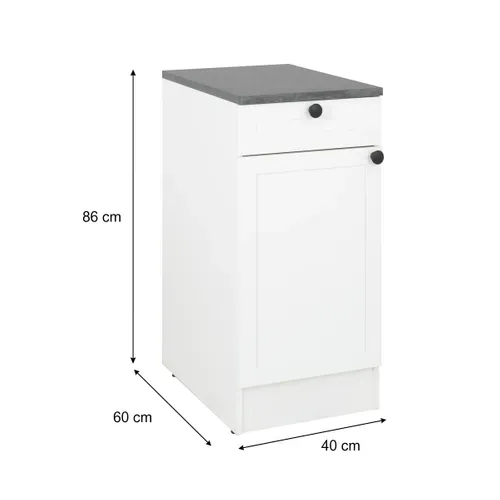 Bas 40 cm 1porte 1 tiroir ELSA blanc