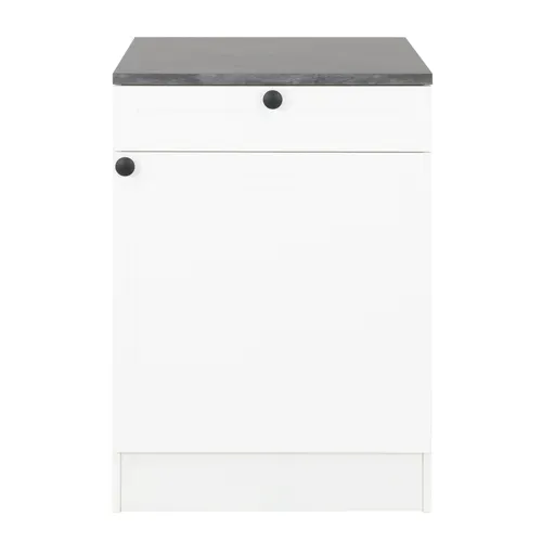 Bas 60 cm 1 porte 1 tiroir ELSA blanc vue de face
