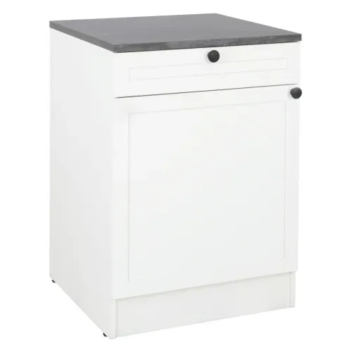 Bas 60 cm 1 porte 1 tiroir ELSA blanc vue 3/4