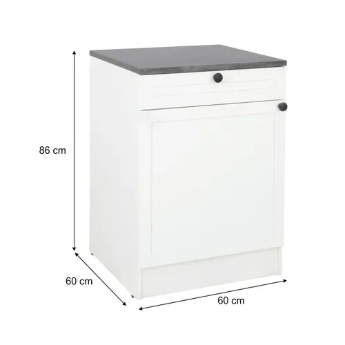 Bas 60 cm 1 porte 1 tiroir ELSA blanc