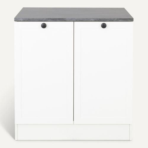 Bas 80 cm 2 portes ELSA blanc vue de face