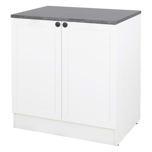 Bas 80 cm 2 portes ELSA blanc vue de profil