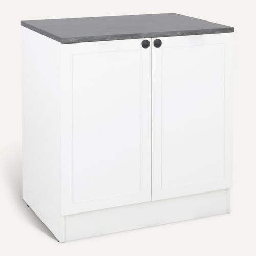 Bas 80 cm 2 portes ELSA blanc vue 3/4
