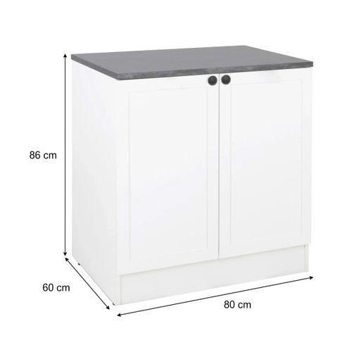 Bas 80 cm 2 portes ELSA blanc