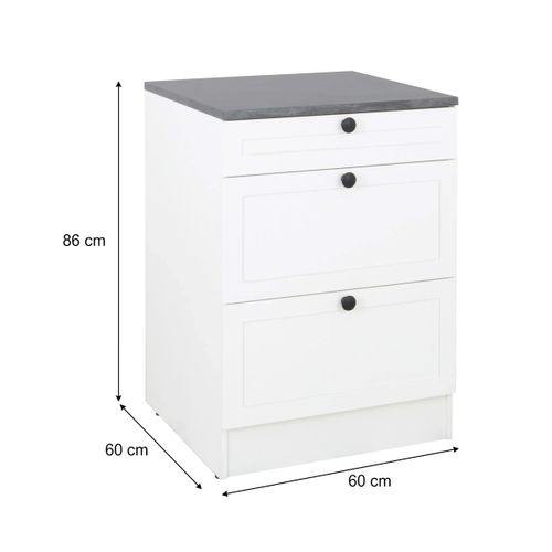 Bas 60cm 1tiroir 2casserolier ELSA blanc