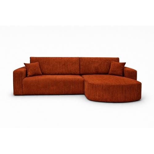 Canapé D'angle Réversible Convertible Avec Fonction De Couchage Velours Côtelé Cuivre Kimo Xl