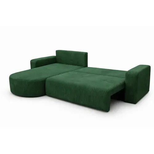Canapé D’angle XL Réversible Et Convertible Boss Velours Côtelé Vert Bouteille Avec Coffre
