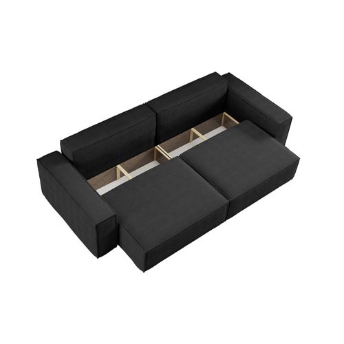Canapé Convertible Avec 2 Grands Coffres De Rangement, Noir