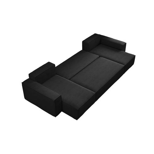 Canapé D’angle En U Carlos U Convertible Noir Fonction Couchage, Coffre De Rangement XXL