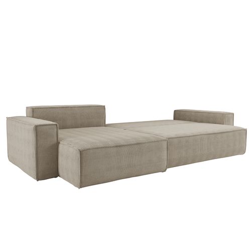 Canapé D’angle Convertible Réversible Carlos XL  Velours Côtelé Beige Fonction Couchage